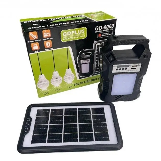Фото 3. Солнечная портативная автономная система Solar GDPlus GD-8060 + Bluetooth+ FM радио
