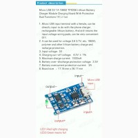 Контроллер заряда TP4056 Micro USB 1A 18650 для литиевых LI-ION аккумуляторов