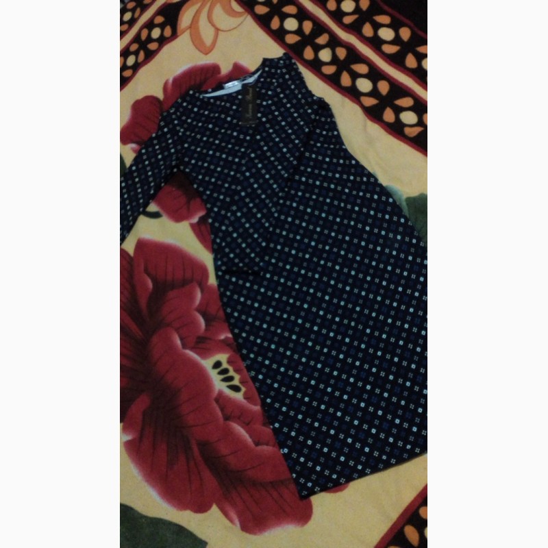 Фото 4. Платье темно-синее(размер М) с мелким геометрическим принтом/сукня міді демісезонна