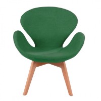 Кресло Сван Вуд Армз, мягкое, дерево бук, ткань зеленый