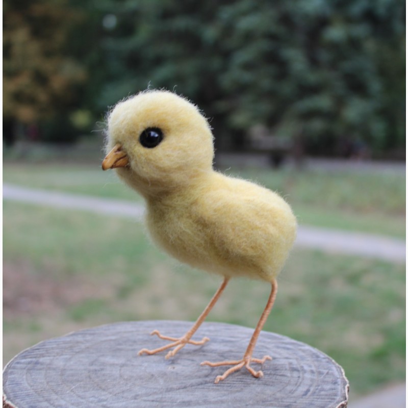 Фото 2. Цыпленок светлый игрушка хендмєйд валяная из шерсти ручной работы птица интерьерная курча