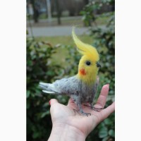 Валяная игрушка попугай хендмэйд корелла из шерсти подарок сувенир ручной работы птица