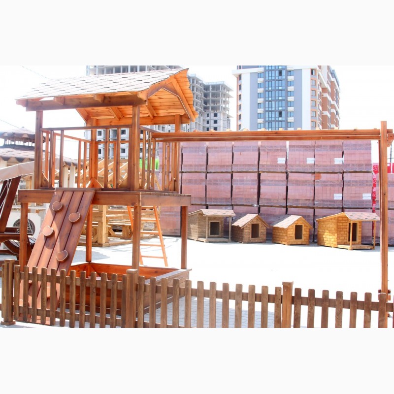Фото 3. Детские деревянный игровой домик, площадка и комплекс