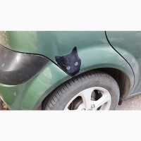 Наклейка Кот на авто Белая светоотражающая, Чёрная