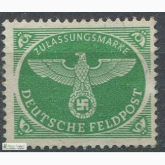 Почтовая марка. Deutsches Reich. Feldpost Zulassungsmarke. 1944г. MI 4