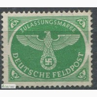 Почтовая марка. Deutsches Reich. Feldpost Zulassungsmarke. 1944г. MI 4