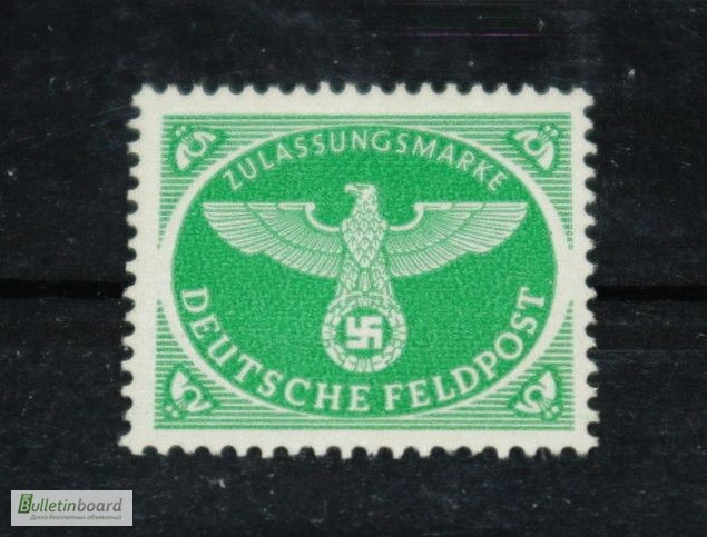 Фото 2. Почтовая марка. Deutsches Reich. Feldpost Zulassungsmarke. 1944г. MI 4