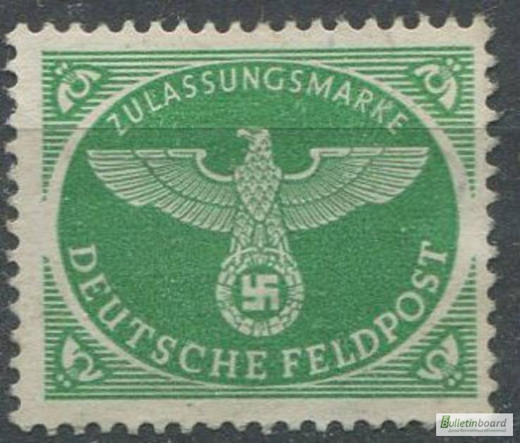 Фото 3. Почтовая марка. Deutsches Reich. Feldpost Zulassungsmarke. 1944г. MI 4
