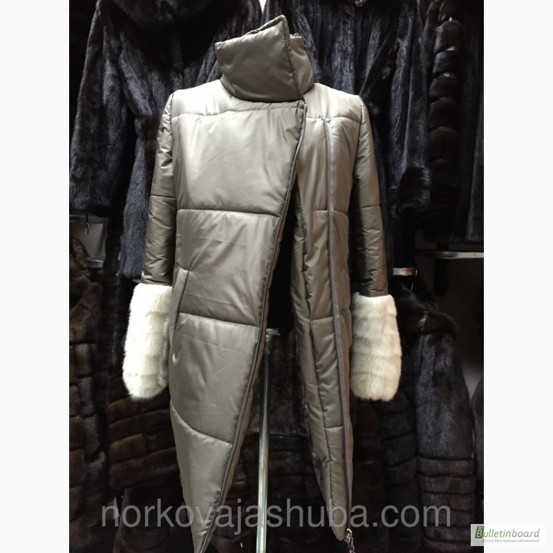 Фото 2. Оригинальная куртка пальто с меховыми рукавами