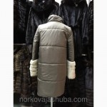 Оригинальная куртка пальто с меховыми рукавами