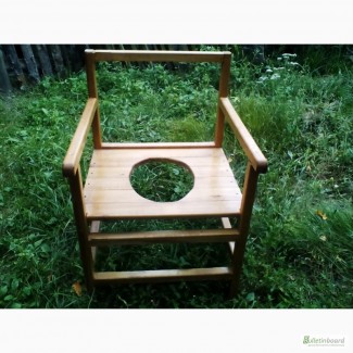 Переносной удобный туалетный стульчик - горшок ручной работы с дерева