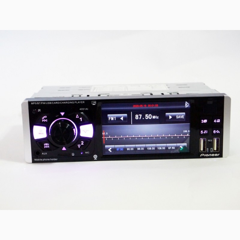 Фото 6. Автомагнитола 1DIN Pioneer 4051AI ISO с экраном 4.1 Bluetooth (магнитола с экраном)