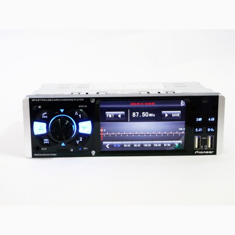 Фото 7. Автомагнитола 1DIN Pioneer 4051AI ISO с экраном 4.1 Bluetooth (магнитола с экраном)