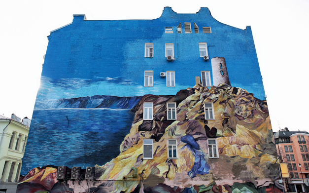 Фото 7. Художественное оформление фасадов зданий в стиле мурал-арт по Украине
