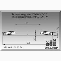 Тарельчатая пружина 160х90х10, 0х3, 2, пружина тарельчатая 240 ГОСТ 3057-90