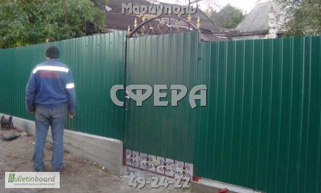 Фото 3. Металлические заборы из профнастила, распашные ворота, гаражные в Мариуполе