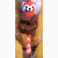 Красная Панда брошь игрушка жендмєйд валяная из шерсти ручной работы интерьерная подарок