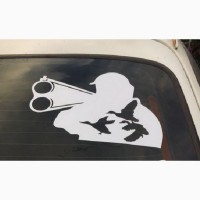 Наклейка на авто или мото Охотник Белая светоотражающая