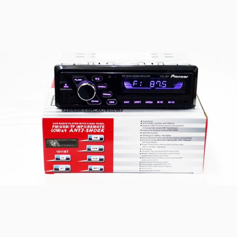 Фото 7. Автомагнитола Pioneer 1011BT ISO - Bluetooth - RGB подсветка- MP3 Player, FM, USB, SD, AUX