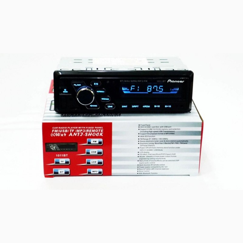Фото 9. Автомагнитола Pioneer 1011BT ISO - Bluetooth - RGB подсветка- MP3 Player, FM, USB, SD, AUX