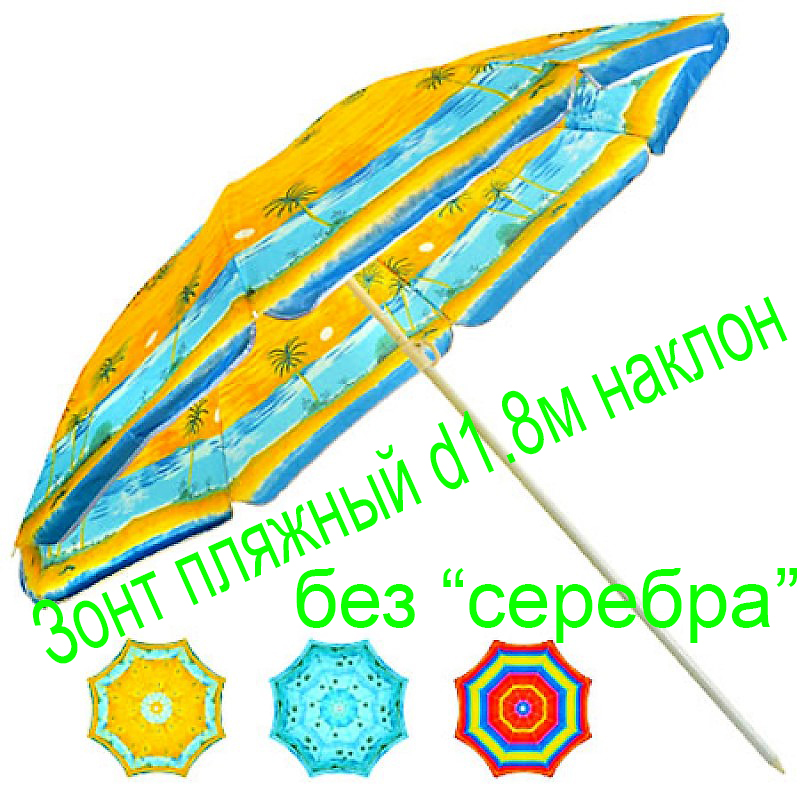 Фото 4. Пляжный зонт диаметр 1.8м, 2м метра с наклоном и серебром