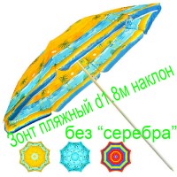 Пляжный зонт диаметр 1.8м, 2м метра с наклоном и серебром