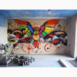Роспись стен, аэрография, граффити, муралы, художественное оформление