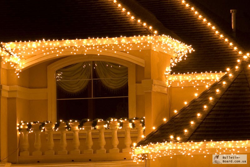 Фото 2. Новогоднее украшение дома, праздничная подсветка.Монтаж гирлянд.