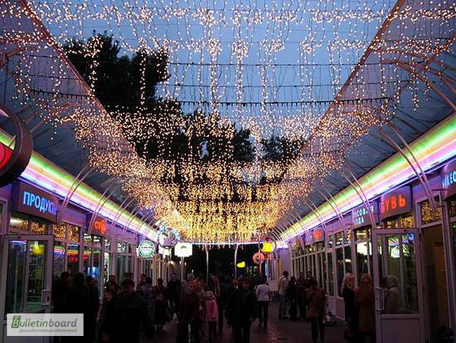 Фото 3. Уличная гирлянда БАХРОМА, светящиеся гирлянды, световое оформление зданий