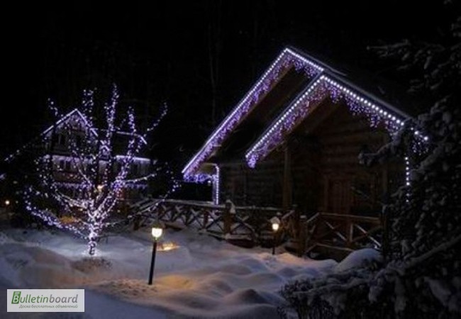 Фото 3. Новогодние гирлянды, бахрома светодиодная.новогодняя подсветка домов