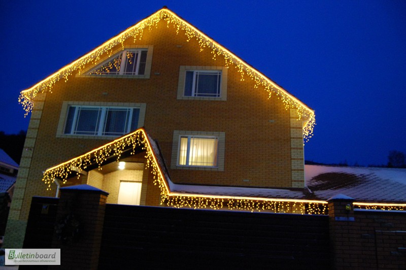 Фото 4. Новогодние гирлянды, бахрома светодиодная.новогодняя подсветка домов