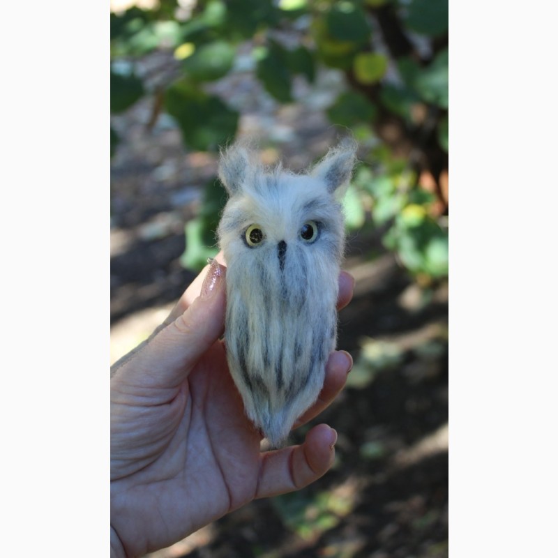 Фото 4. Совенок брелок іграшка валяна сова полярная букля інтерєрна сувенір подарунок хендмєйд