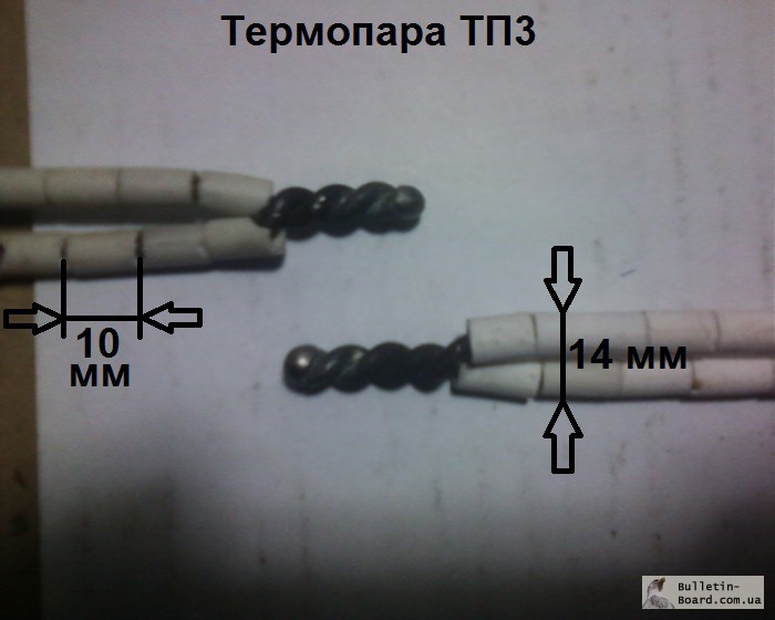 Фото 3. Термопара тп3 тип ТХА (К) +1300 градусов хромель-алюмель высокотемпературный датчик градус