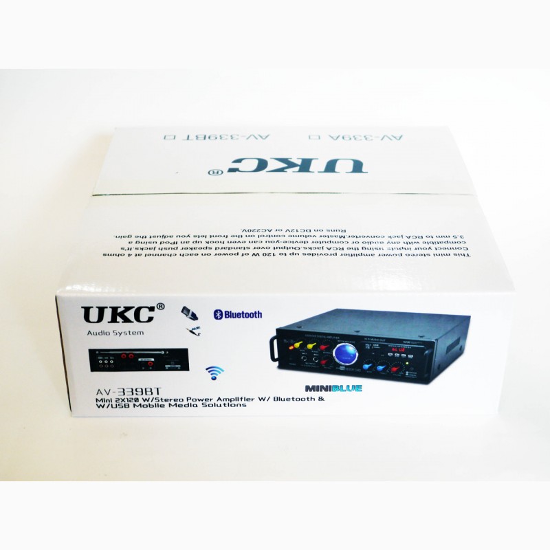 Фото 2. Усилитель звука UKC AV-339BT + USB + КАРАОКЕ 2микрофона Bluetooth