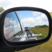 Наклейка на боковые зеркала Objects in Mirror are Losing Белая светоотражающая