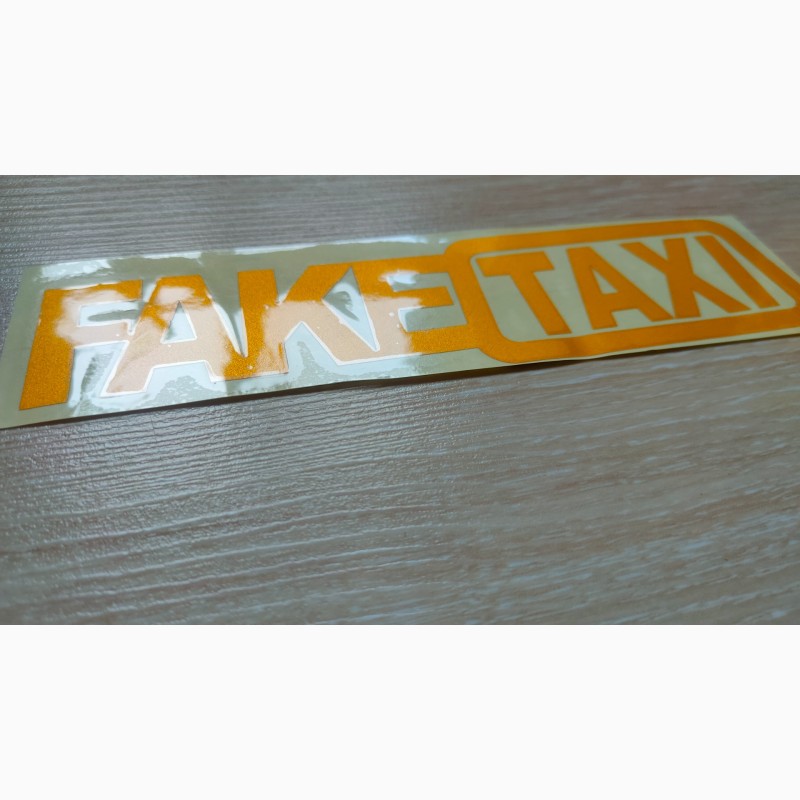 Фото 8. Наклейка FakeTaxi жёлтая светоотражающая на авто-мото