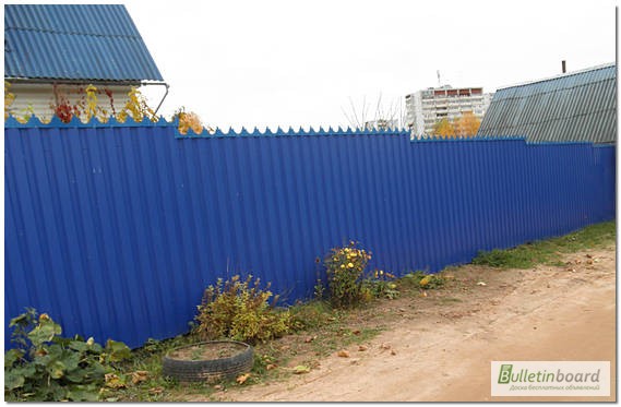 Фото 8. Забор из профнастила синий