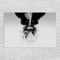 Картина на холсті Аніме - Kaneki ken на білому фоні 60x40 см