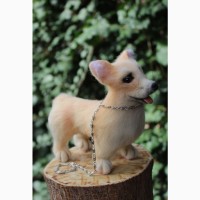 Коргі собачка валяна іграшка з шерсті інтерєрна собака войлочная сувенір