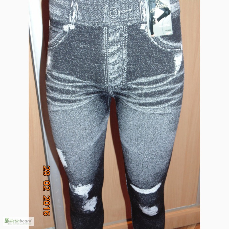 Фото 9. Лосины с имитацией джинсов, плотные