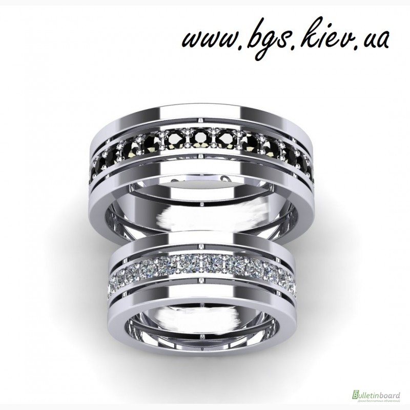 Фото 2. Обручальные кольца с черными и белыми бриллиантами